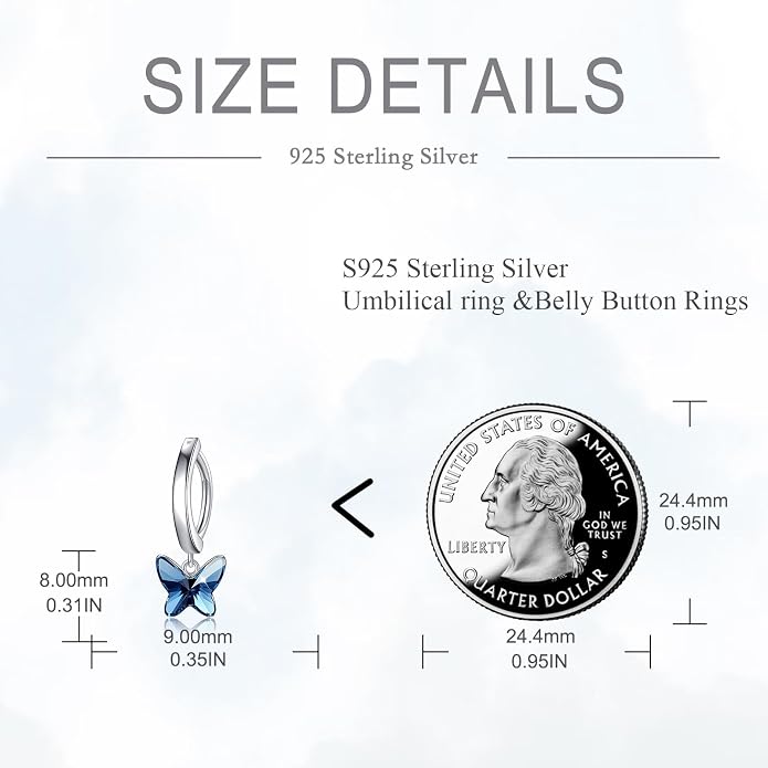 Dangle Clicker Belly Button Ring for Women Surgical Sterling Silver Belly Ring Simple Reverse Navel Rings Body Jewelry