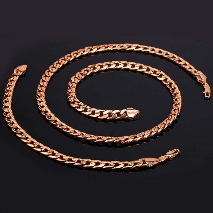 U7 Cuban Link Chain for Men Women Stainless Steel Curb Necklace, 7/9/12/15 MM Chunky Chain Silver/Gold/Black Mens Hip Hop Jewelry 18''-30''
