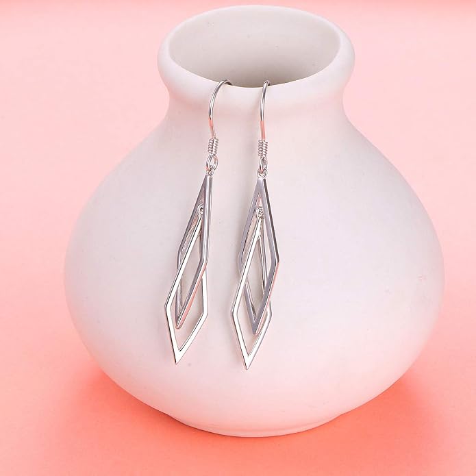 S925 Sterling Silver Trendy Dangle Drop Stud Loops Hoop Earrings for Women Jewelry Cuban Link