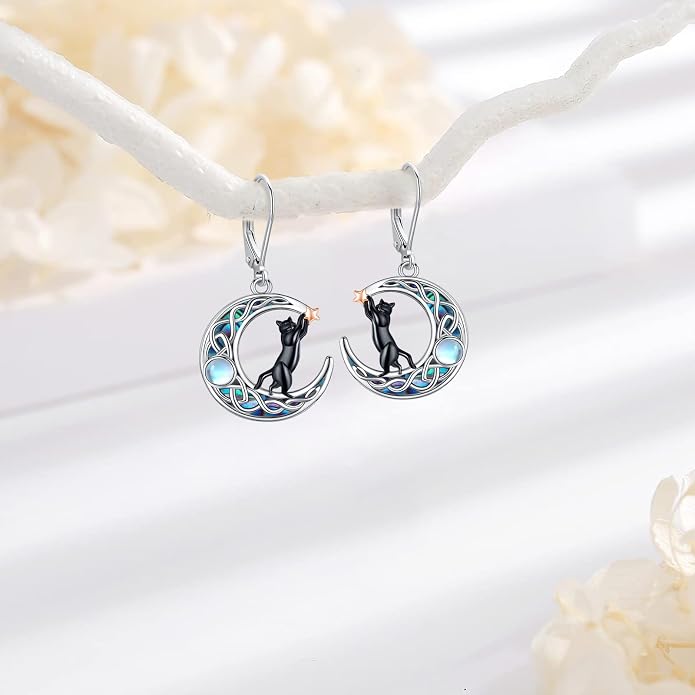 Tree of Life/Cat/Turtle/Butterfly/Flower/Celtic/Turquoise/Moonstone Dangle Earrings for Women Sterling Silver Cute Animals Drop Earrings Jewelry Gifts