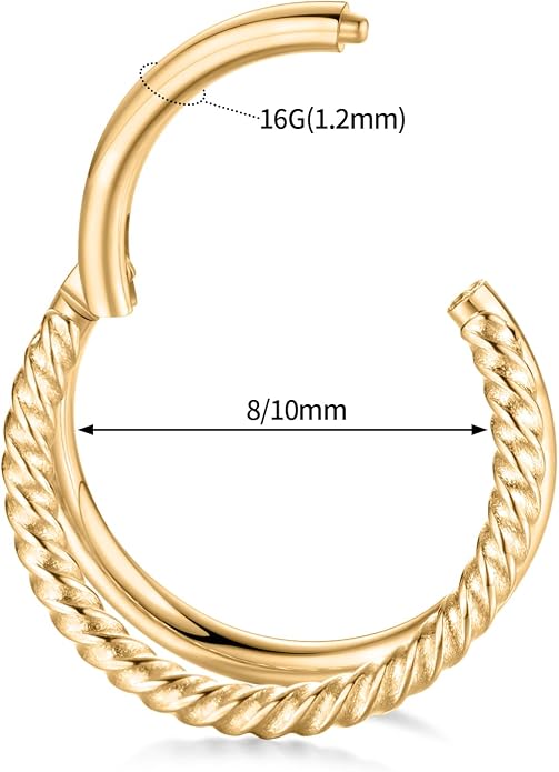 316L Surgical Steel Septum Clicker Ring Nose Ring Hoop Sleeper Hoop Earring Helix Rook Conch Cartilage Daith Tragus Earrings Lobe Nose Piercing Jewelry for Women