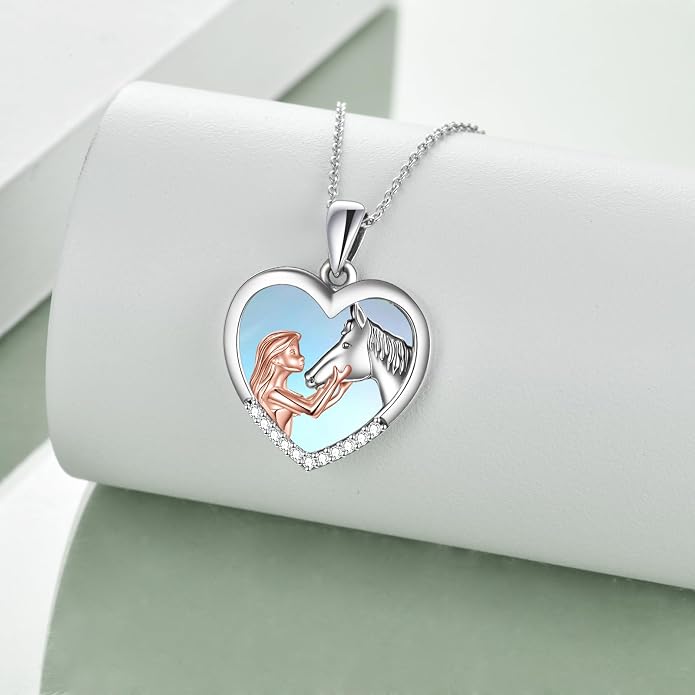 YFN Horse Pendant Necklace Sterling Silver Women with Horse Gift for Women