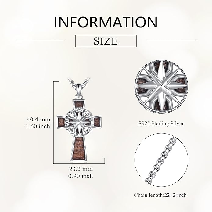 Cross Necklace 925 Sterling Silver Cross Faith Pendant Christian Jewelry Gifts for Women Men