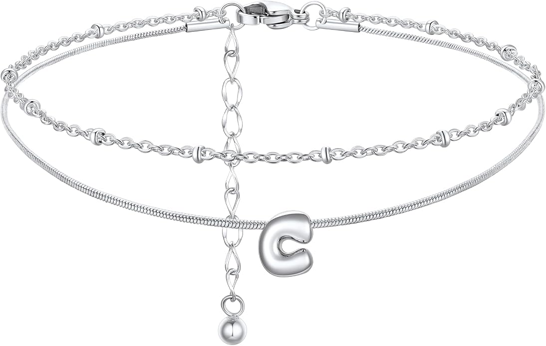 ChainsProMax Initial Ankle Bracelets for Women, Waterproof Anklets Bracelet Adjustable Summer Beach Women Foot Jewelry, Stainless Steel/Gold Plated-Send Gift Box/Letter A-Z