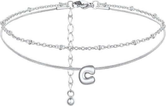 ChainsProMax Initial Ankle Bracelets for Women, Waterproof Anklets Bracelet Adjustable Summer Beach Women Foot Jewelry, Stainless Steel/Gold Plated-Send Gift Box/Letter A-Z