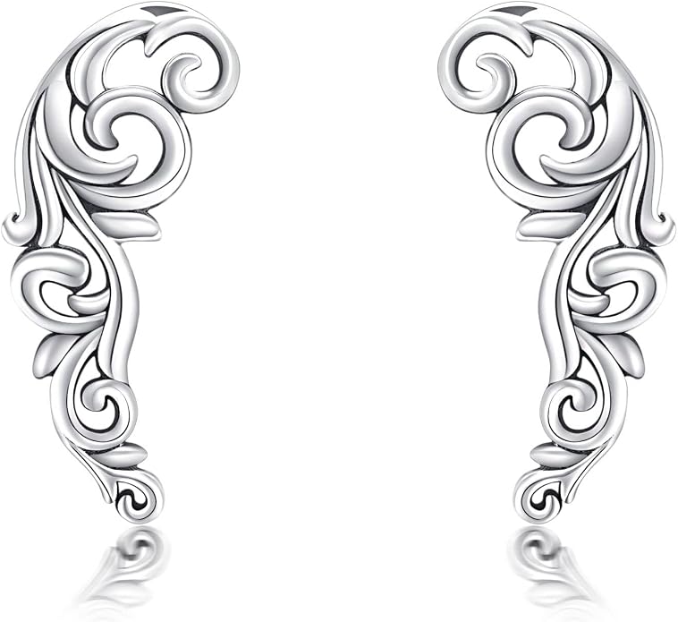 Ear Climbers Earrings for Women Sterling Silver Vintage Ear Crawler Earrings Jewelry Gifts for Women