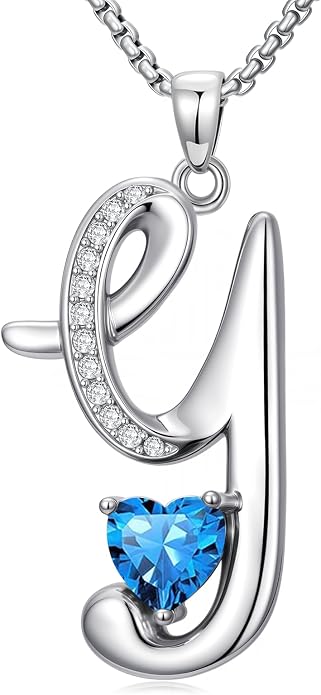 Birthday Gifts for Women Alphabet A to Z Initial Birthstone Pendant Necklaces for Women - 18k White Gold Plated Personalized Name Jewelry Anniversary Graduation Gifts for Wife Her Daughter Girlfriend(with Gift Box)