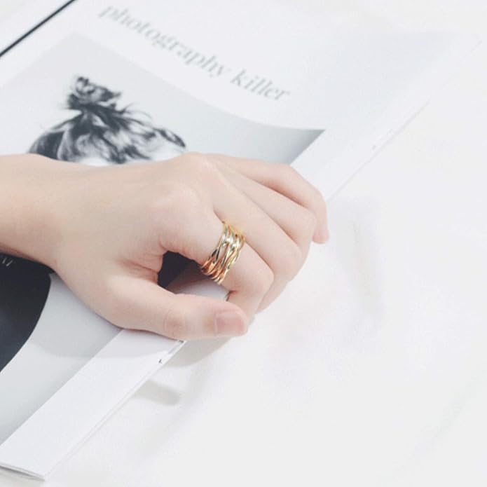 YBMYCM 3-10Pcs Dome Rings Set Chunky Gold Ring for Women Men 14k Gold Plated Thick Adjustable Statement Ring Gold/Silver
