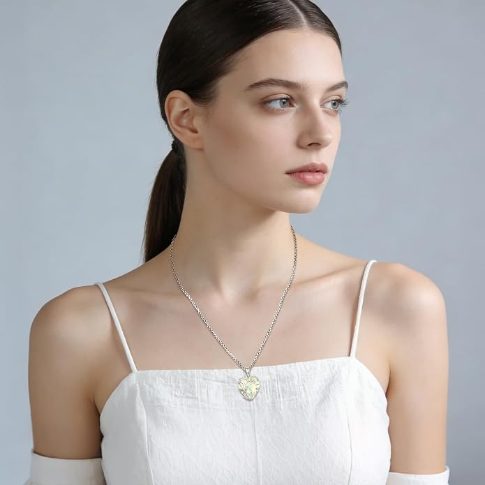 Eusense Tree of Life Necklace for Women White Gold Plated Copper Moonstone/Turquoise/Black Onyx/Crystal Birthstone Pendant Jewelry Gifts for Women Men