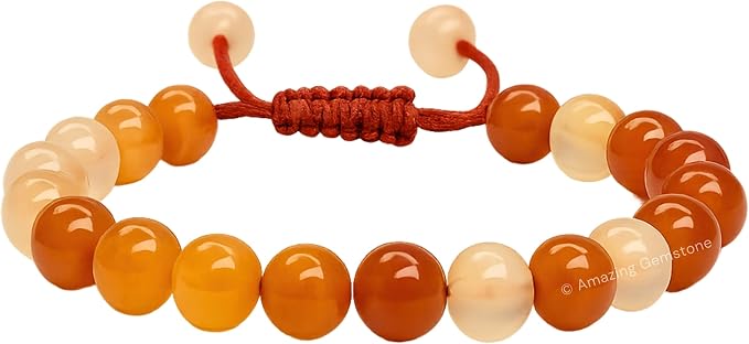 Amazing Gemstone Carnelian Bracelet for Women Men's Gifts - Protection Healing Crystal Bracelet - 8mm Gemstone Beaded Adjustable Bracelet