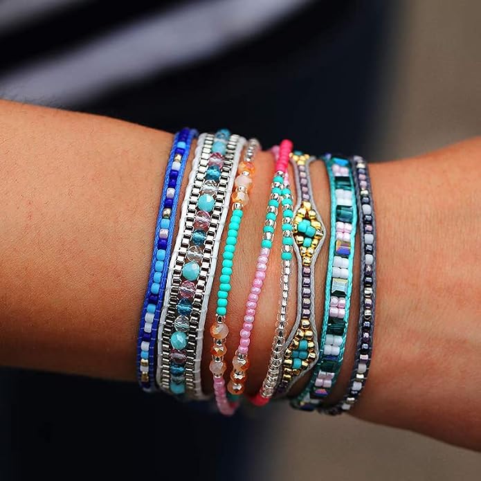 SUMMER LOVE Boho Bohemian Beaded Anklet Bracelets for Women Unique Colorful Pretty Beach Anklet,Handmade