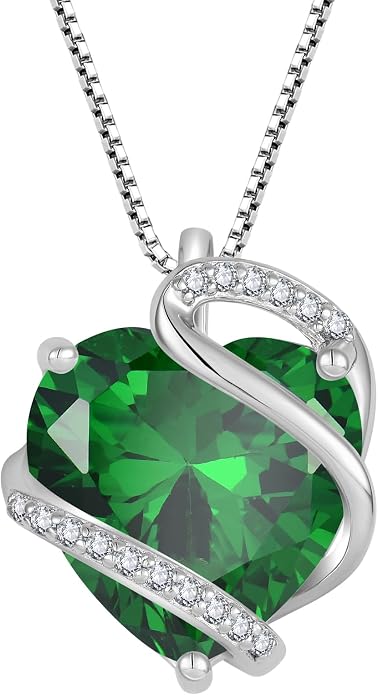 Heart Necklace for Women 925 Sterling Silver Infinity Love Heart Birthstone Necklace Pendant Hypoallergenic Jewelry for Women