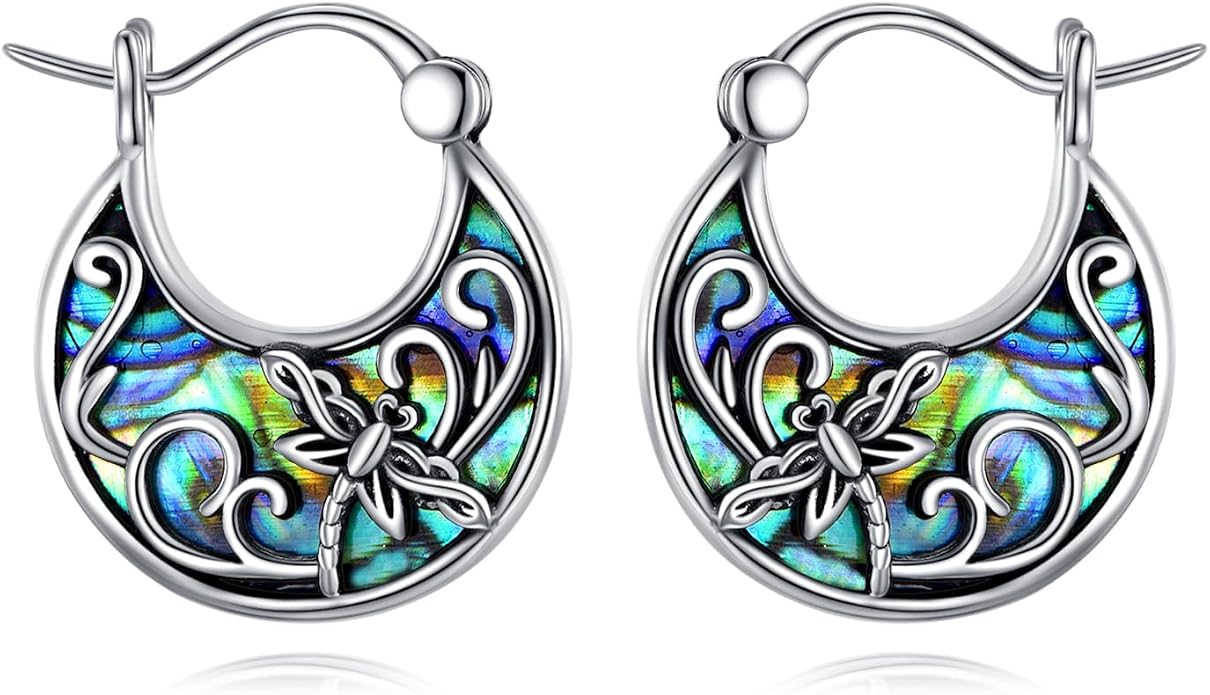 Tree of Life/Sunflower/Mountain/Daisy/Flower/Dragonfly/Butterfly/Earrings 925 Sterling Silver Hoop Earrings for Women