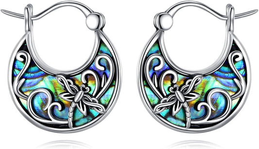 Tree of Life/Sunflower/Mountain/Daisy/Flower/Dragonfly/Butterfly/Earrings 925 Sterling Silver Hoop Earrings for Women