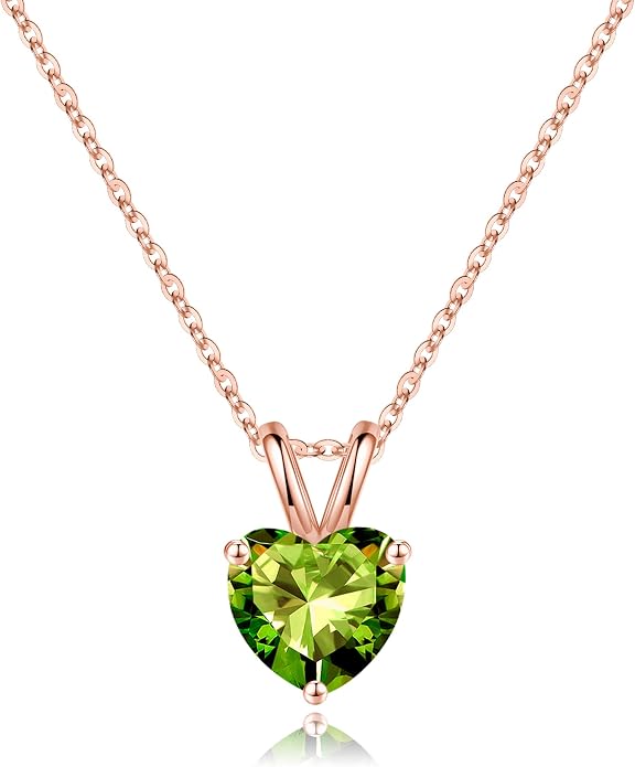 SMILEST Dainty Heart Birthstone Necklace for Women, 925 Sterling Silver Necklace Sparkling Heart Pendant, Anniversary Birthday Gifts for Women Mom Wife Daughter Girlfriend Grandma