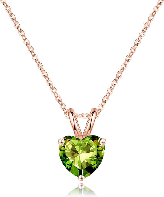 SMILEST Dainty Heart Birthstone Necklace for Women, 925 Sterling Silver Necklace Sparkling Heart Pendant, Anniversary Birthday Gifts for Women Mom Wife Daughter Girlfriend Grandma