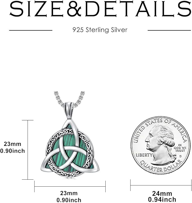Celtic Necklace for men Sterling Silver Celtic Knot Triquetra Triangle Trinity Necklace Gift for Men