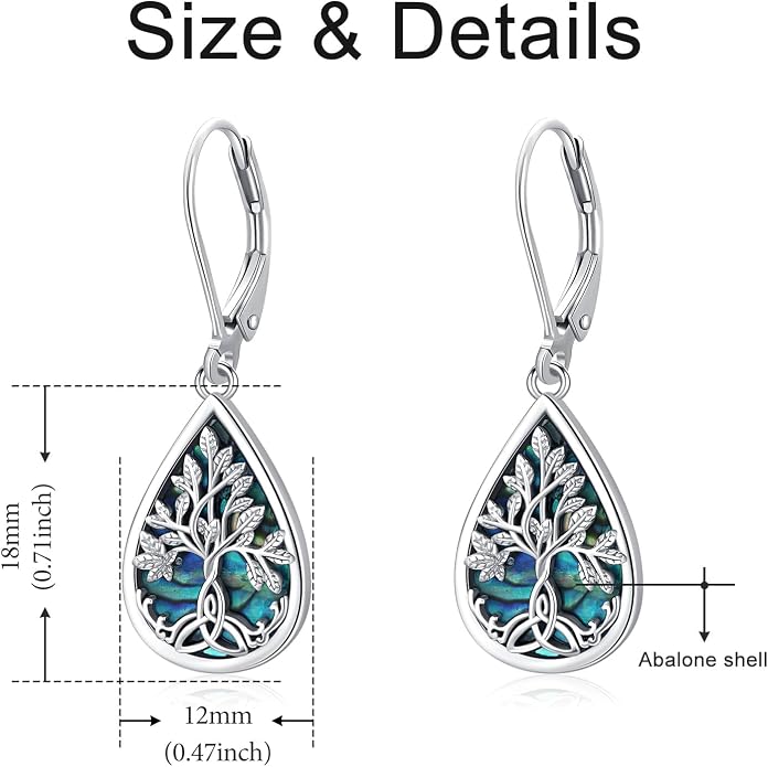 925 Sterling Silver Earrings Tree of Life/Cat/Animal/Turquoise/Moonstone Dangle Drop Earrings for Women Leverback Earring Hypoallergenic Jewelry Gifts