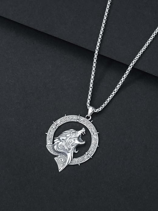 Viking Necklace for Men Women 925 Sterling Silver Norse Jewelry Fathers Mothers Day Anniversary Birthday Gifts for Mom Dad Husband Brother (with Gift Box)