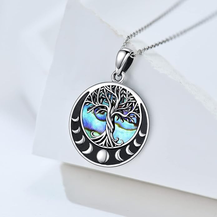 ONEFINITY Tree of Life Necklace 925 Sterling Silver Abalone Shell Celtic Knot Pendant Necklace for Women Jewelry