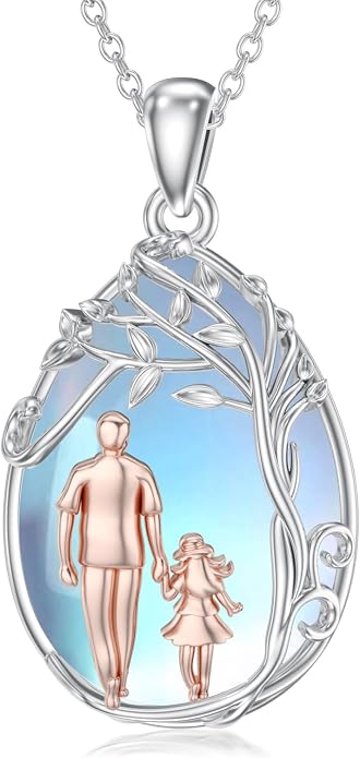 PROESS S925 Sterling Silver Daughter Heart Pendant Necklace from Dad Mom I Love You Forever Jewelry