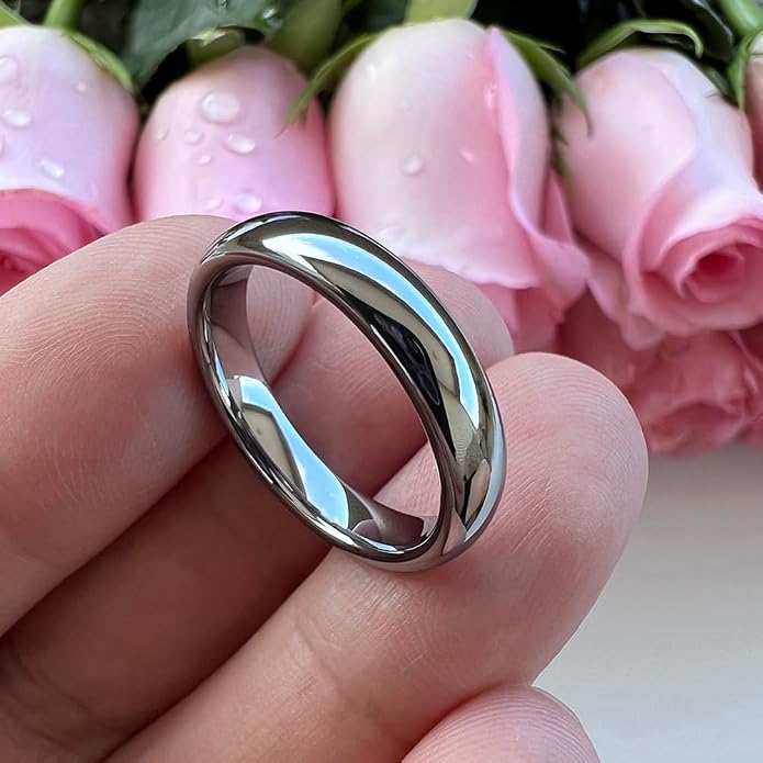 TUTISS 4mm 6mm 8mm 10mm Silver/Gold/White Tungsten Rings for Men Women Couple Fashion Jewelry Anniversary Engagement Wedding Bands Domed Polished I Love You Engraved Comfort Fit