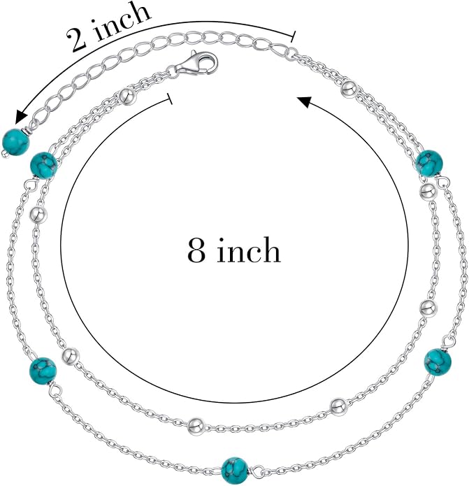Alphm Anklet for Women S925 Sterling Silver Adjustable Plus Foot Plus Ankle Bracelet Jewelry