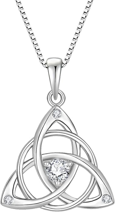 Celtic Knot Necklace for Women 925 Sterling Silver Birthstone Necklace Trinity Love Knot Pendant Necklace Jewelry Birthday Christmas Valentine's Day Gifts