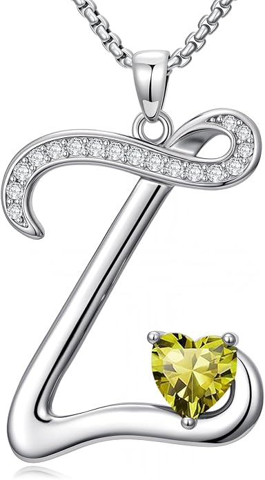 Birthday Gifts for Women Alphabet A to Z Initial Birthstone Pendant Necklaces for Women - 18k White Gold Plated Personalized Name Jewelry Anniversary Graduation Gifts for Wife Her Daughter Girlfriend(with Gift Box)