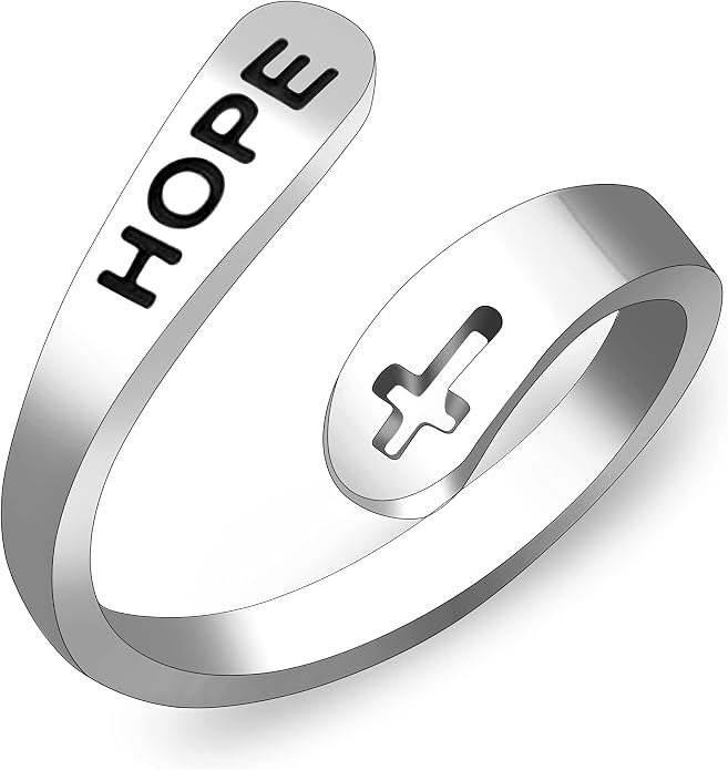Uloveido Adjustable Inspirational Flying Dandelion Double Stainless Steel Freedom Ring Bands Cool Stacking Gift for Women, Engraving Rings Motivational Gift Y2004