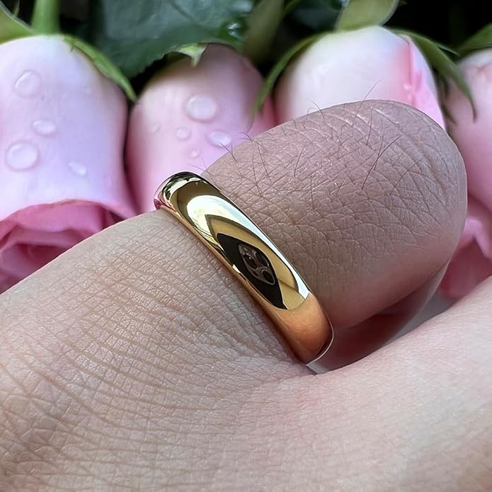 TUTISS 4mm 6mm 8mm 10mm Silver/Gold/White Tungsten Rings for Men Women Couple Fashion Jewelry Anniversary Engagement Wedding Bands Domed Polished I Love You Engraved Comfort Fit