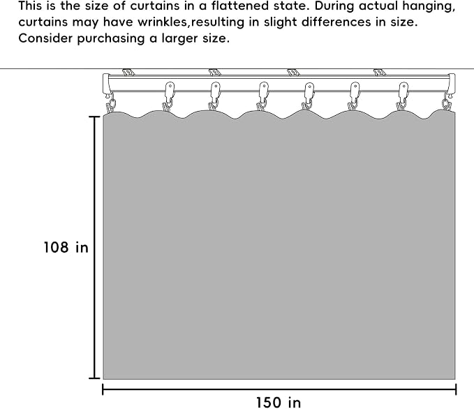 Room Divider Curtains Flexible Ceiling Tracks set Curtain track Ceiling Mount Blackout Curtain for Living Room Bedroom Ceiling Curtain Rod Privacy Dividers Panels W150 x H108 Grey Drape & Black rail
