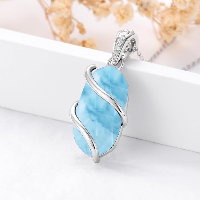 HPQQ Necklace for Women 925 Sterling Silver Dainty Gemstone Pendant Fine Jewelry Birthday Mothers Day Gifts for Mom Wife Her