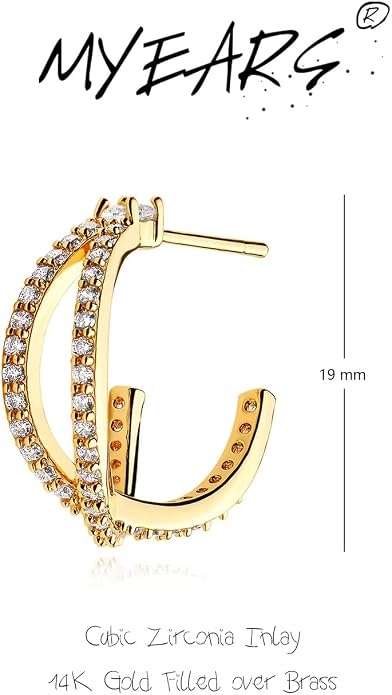MYEARS Women Hoop Earrings Gold 14K Gold Filled Small Simple Handmade Hypoallergenic Everyday Illusion Jewelry