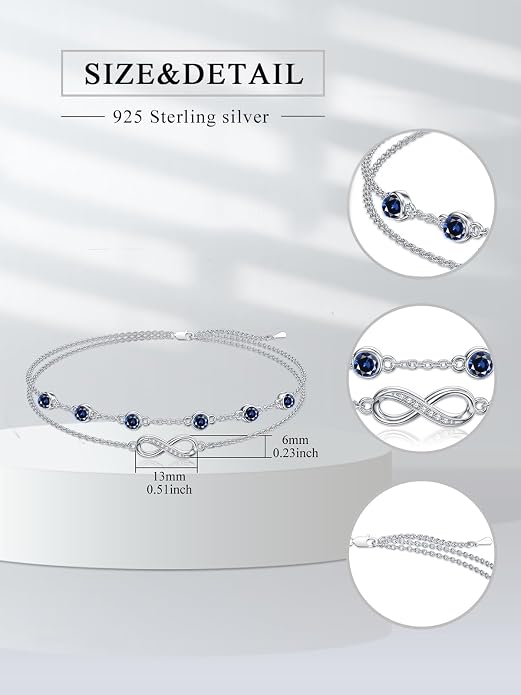 Dorunmo Anklet Bracelets For Women 925 Sterling Silver Birthstone/Infinity/Butterfly/Evil Eye/Turtle/Pineapple/Starfish/Heart Anklets Bracelets Jewelry Gifts for Women