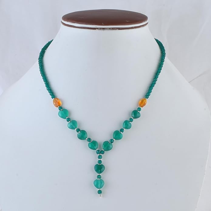 925 Sterling Silver Handmade Gemstone Necklace with Natural Heart-Shaped Beads – Dainty Jewelry for Women