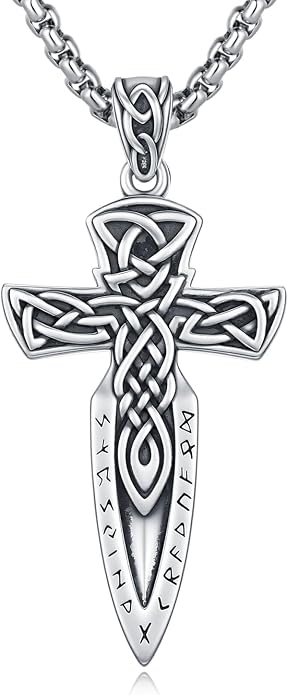 Viking Necklace for Men 925 Sterling Silver Norse Mythology Talisman Jewelry Gifts with 22"+2" Rolo Chain