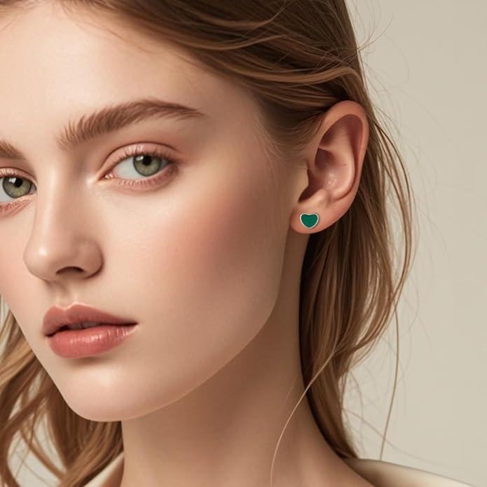 JMLOON 12 Pairs Enamel Flat Back Stud Earrings Surgical Stainless Steel Round Heart Star Square Hexagon Screw Back Stud Earrings