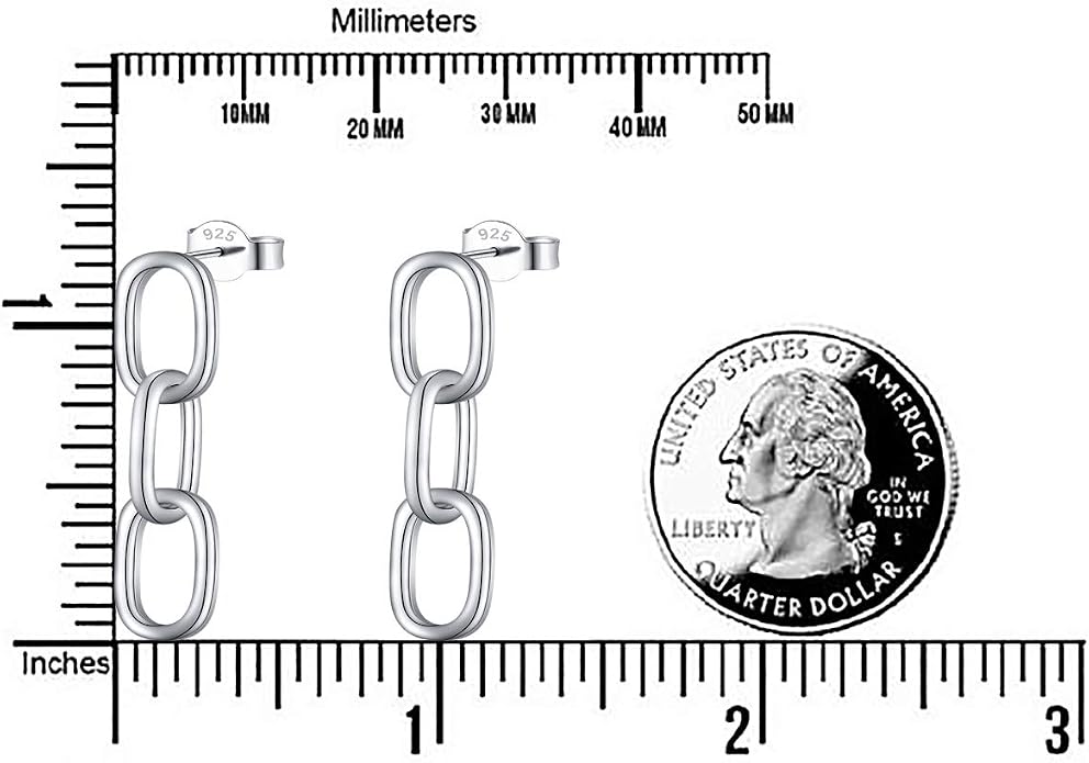 S925 Sterling Silver Trendy Dangle Drop Stud Loops Hoop Earrings for Women Jewelry Cuban Link