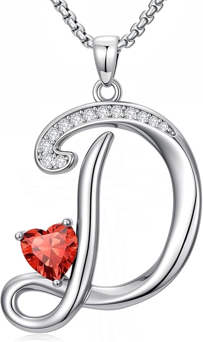 Birthday Gifts for Women Alphabet A to Z Initial Birthstone Pendant Necklaces for Women - 18k White Gold Plated Personalized Name Jewelry Anniversary Graduation Gifts for Wife Her Daughter Girlfriend(with Gift Box)