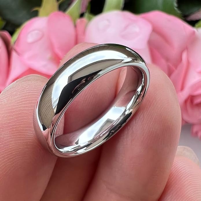 TUTISS 4mm 6mm 8mm 10mm Silver/Gold/White Tungsten Rings for Men Women Couple Fashion Jewelry Anniversary Engagement Wedding Bands Domed Polished I Love You Engraved Comfort Fit
