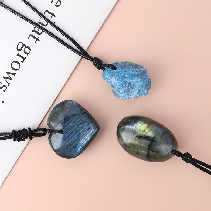 Natural Raw Crystal Necklace for Women Irregular Stone Necklaces Spiritual Gemstone Pendant with Adjustable Rope
