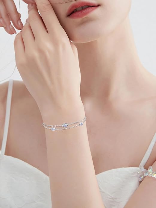 925 Sterling Silver Ankle Bracelet Evil Eye/Dolphin/Sea Turtle/Infinity/Wave Seashell/Hamsa Ankle Bracelet Adjustable Summer Beach Ocean Jewelry for Women