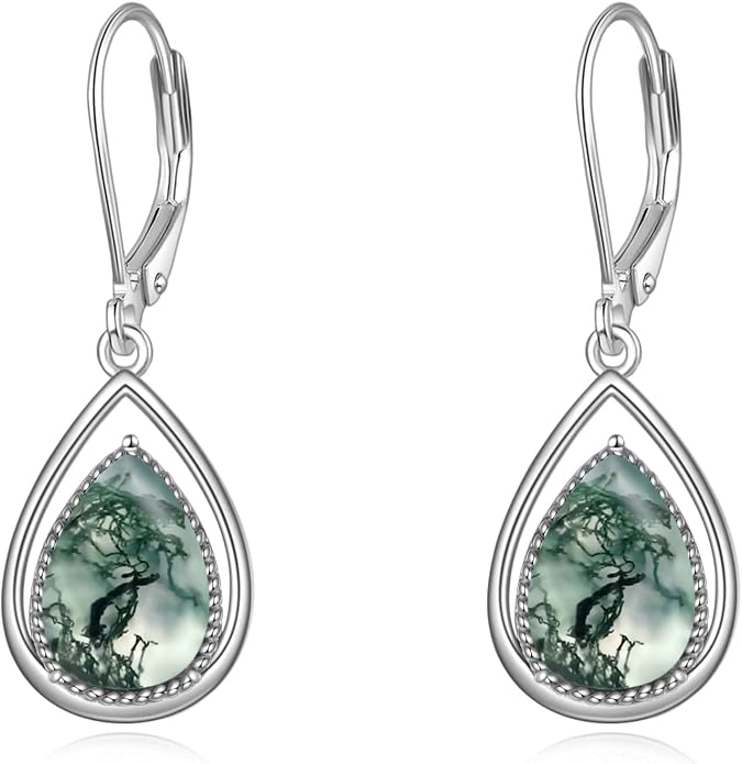 VONALA Dangle Earrings 925 Sterling Silver Opal Larimar Lapis Sapphire Turquoise Moss Agate Crystal Dangling Earrings Jewelry Gift for Women