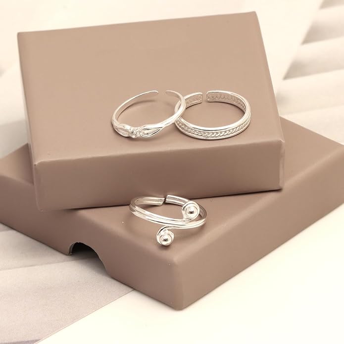 Charmsy 925 Sterling Silver Toe Rings for Women | Minimalist Open Adjustable Toe-Rings Band | Women's Cuff Toe Ring Summer Beach Foot Jewelry