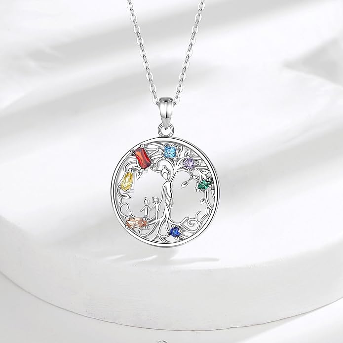 AEONSLOVE Tree of Life Necklace 925 Sterling Silver, Family Tree of Life Pendants Jewelry Gifts for Women Wife Mother, 18 Inch Chain