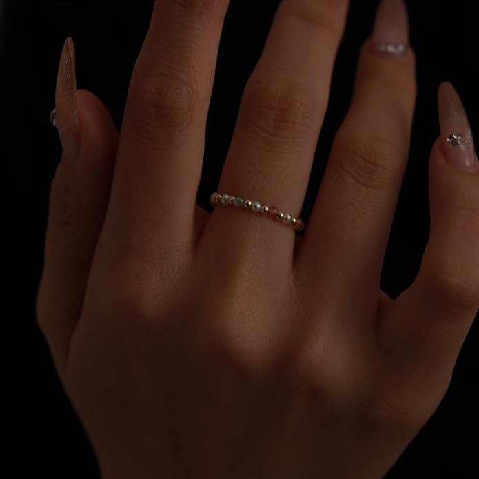 14K Gold Filled ring, dainty stackable handpicked premium 1.8-2mm cultured freshwater pearl ring women's