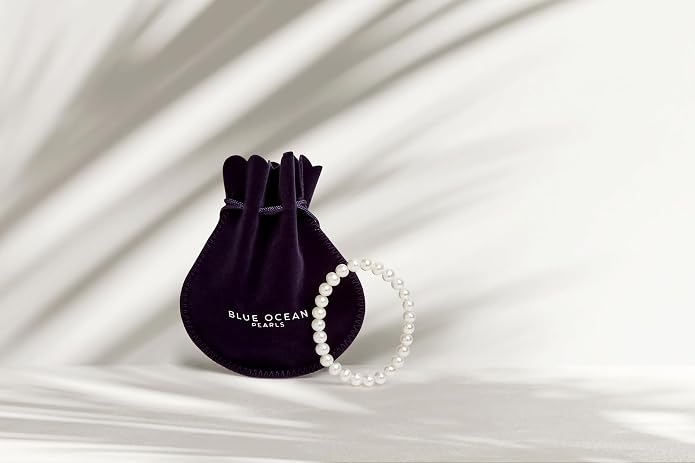 Blue Ocean Pearls Round Freshwater Cultured Pearl Bride & Bridesmaid 8" Stretch Strand Bracelet - Choice of Pearl Size and Color