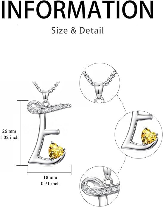 Birthday Gifts for Women Alphabet A to Z Initial Birthstone Pendant Necklaces for Women - 18k White Gold Plated Personalized Name Jewelry Anniversary Graduation Gifts for Wife Her Daughter Girlfriend(with Gift Box)
