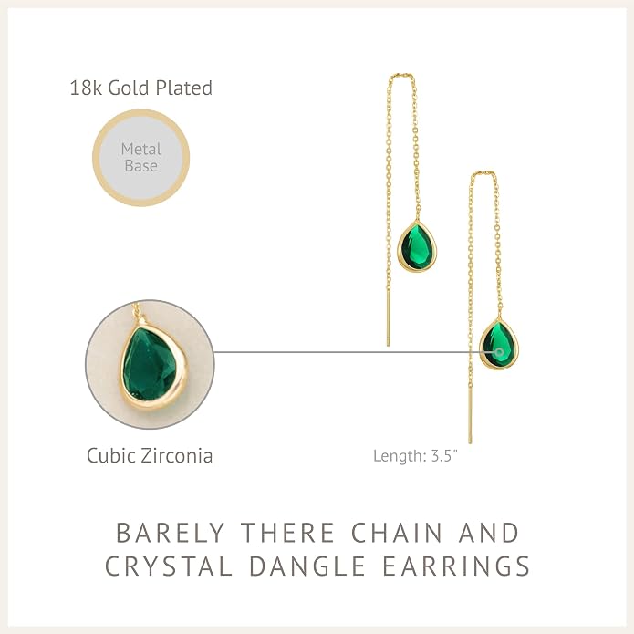 Ettika 18k Gold Plated, Silver Plated, Rhodium Plated Pull Through Threader Earrings. Threaders Minimalist Earring. Womens Jewelry Gifts